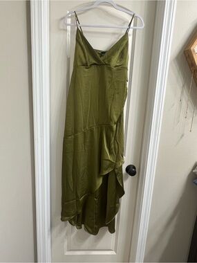 Olive Green Satin Dress